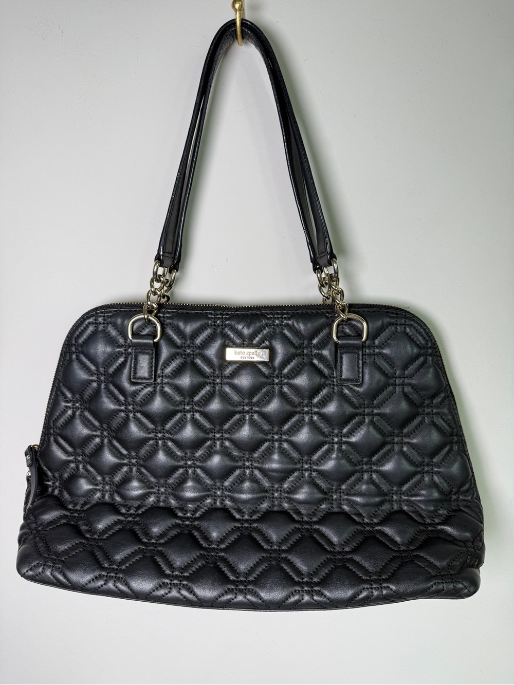 Kate Spade Astor Court Rachelle Quilted Leather Satchel Tote Bag Black